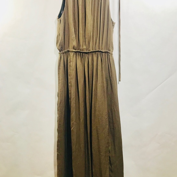 Zara light brown black lining slit long dress - Picture 2 of 8